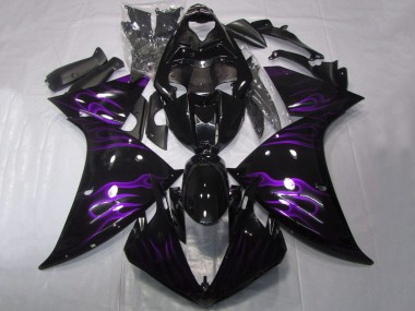 Carenados Moto Yamaha YZF 1000 R1 2012-2014 - Negro Brillante Púrpura Llama Asequibles