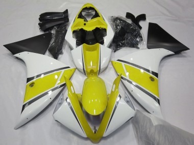 Carenados Moto Yamaha YZF 1000 R1 2012-2014 - Blanco Amarillo Negro Mate Asequibles