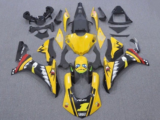 Carenados Moto Yamaha YZF 1000 R1 2015-2019 - Amarillo Rojo Tiburón Asequibles
