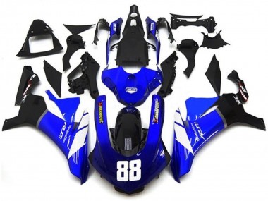 Carenados Moto Yamaha YZF 1000 R1 2015-2019 - Azul Blanco Negro Brillante Akropovic Asequibles