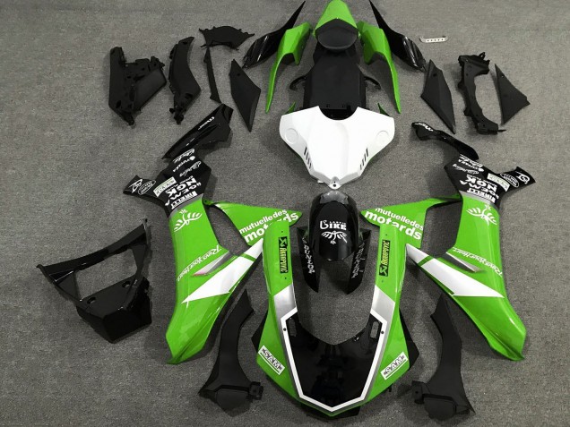Carenados Moto Yamaha YZF 1000 R1 2015-2019 - Blanco Verde Negro Brillante Asequibles