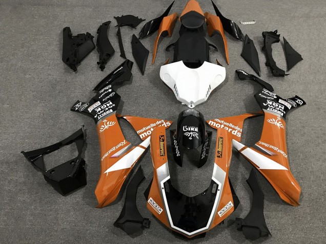 Carenados Moto Yamaha YZF 1000 R1 2015-2019 - Naranja Blanco Negro Brillante Asequibles