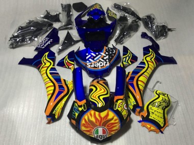 Carenados Moto Yamaha YZF 1000 R1 2015-2019 - Azul Amarillo Naranja Tribal Sun Asequibles