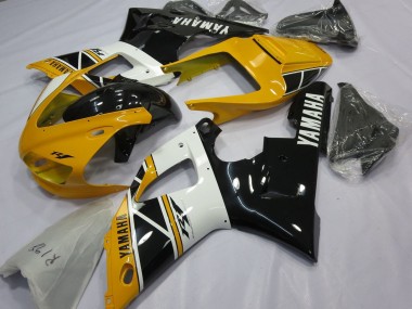 Carenados Moto Yamaha YZF 1000 R1 1998-1999 - Amarillo Blanco Negro Brillante Asequibles