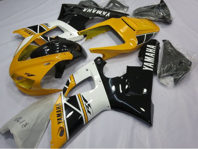 Carenados Moto Yamaha YZF 1000 R1 1998-1999 - Amarillo Blanco Negro Brillante Asequibles