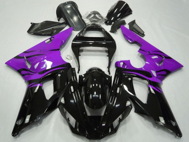 Carenados Moto Yamaha YZF 1000 R1 2000-2001 - Púrpura Negro Brillante Llama Asequibles
