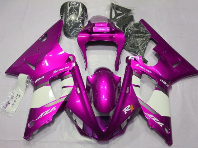 Carenados Moto Yamaha YZF 1000 R1 2000-2001 - Raspberry Blanco Plata Asequibles