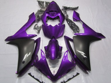 Carenados Moto Yamaha YZF 1000 R1 2007-2008 - Púrpura Negro Mate Asequibles
