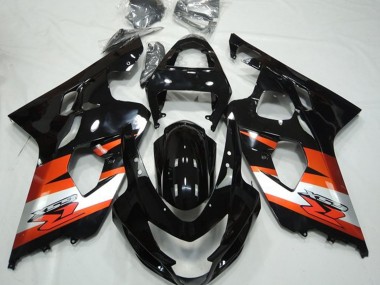 Carenados Moto Suzuki GSXR 600 / GSXR 750 2004-2005 - Negro Brillante Naranja Blanco Calcomanía Asequibles