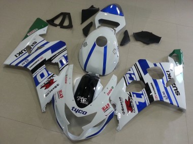 Carenados Moto Suzuki GSXR 600 / GSXR 750 2004-2005 - Blanco Azul Negro Verde Tyco Asequibles