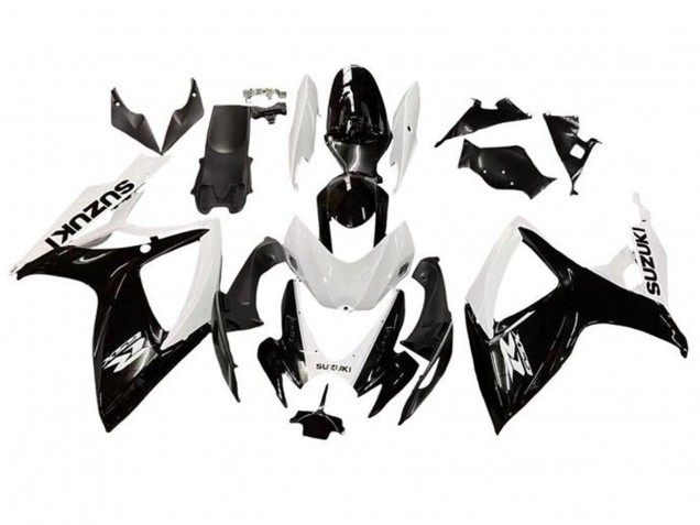 Carenado Moto Suzuki GSXR 600 / GSXR 750 2006-2007 - Blanco Negro Brillante Asequibles