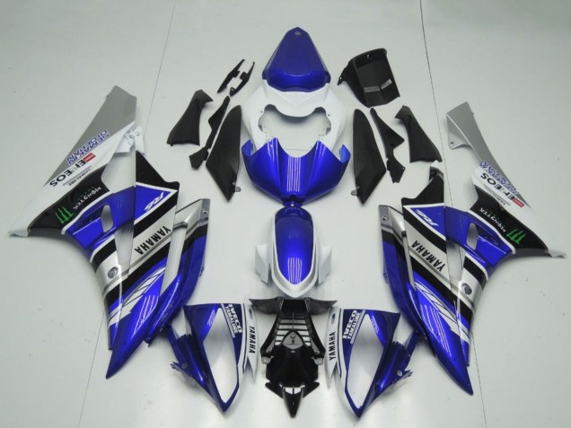 Carenados Moto Yamaha YZF R6 2006-2007 - Blanco Azul Plata Negro ENEOS Monstruo Asequibles