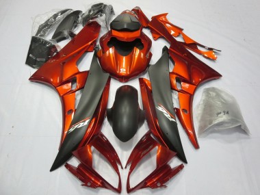 Carenados Moto Yamaha YZF R6 2006-2007 - Naranja Negro Mate Asequibles
