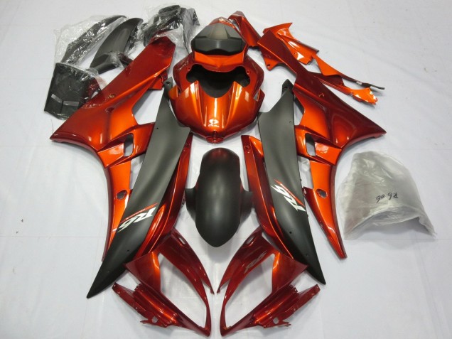 Carenados Moto Yamaha YZF R6 2006-2007 - Naranja Negro Mate Asequibles