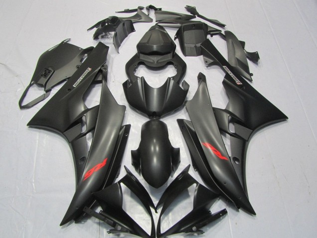 Carenados Moto Yamaha YZF R6 2006-2007 - Negro Mate Rojo Calcomanías Asequibles