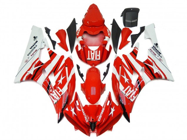 Carenados Moto Yamaha YZF R6 2006-2007 - Blanco Rojo Fiat Estrella Michelin Motul Asequibles