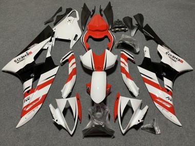 Carenados Moto Yamaha YZF R6 2006-2007 - Blanco Naranja Negro Brillante Raya Asequibles
