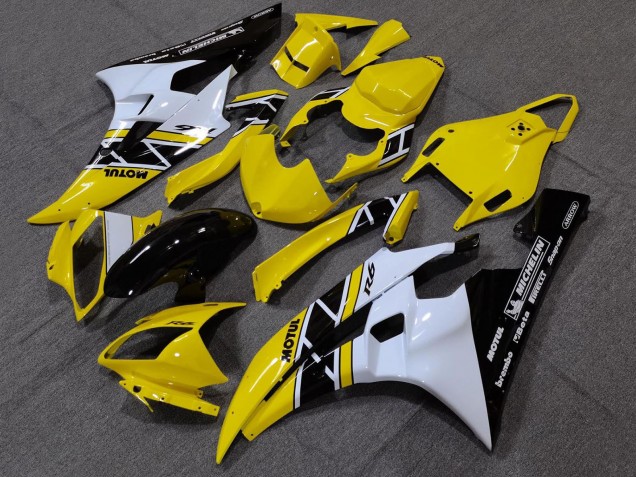 Carenados Moto Yamaha YZF R6 2006-2007 - Amarillo Blanco Negro Brillante Motul Michelin Asequibles
