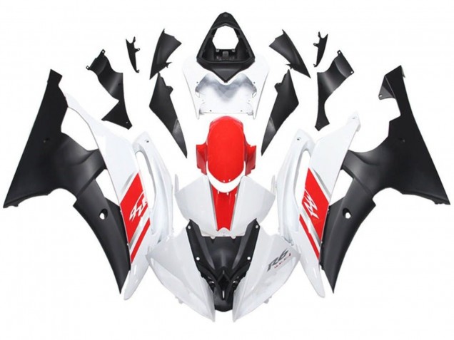 Carenado Moto Yamaha YZF R6 2008-2016 - Blanco Rojo Negro Mate Asequibles
