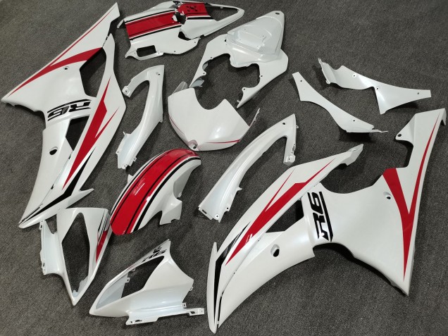 Carenado Moto Yamaha YZF R6 2008-2016 - Blanco Perla Rojo Asequibles