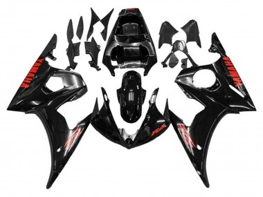 Carenados Moto Yamaha YZF R6 2005 - Negro Brillante Rojo Asequibles