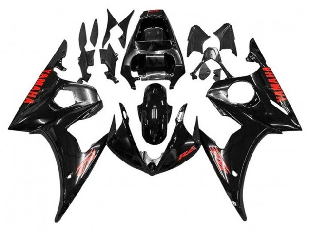 Carenados Moto Yamaha YZF R6 2005 - Negro Brillante Rojo Asequibles