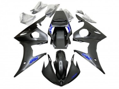 Carenados Moto Yamaha YZF R6 2005 - Negro Mate Azul Asequibles