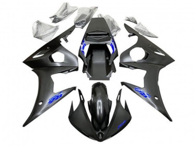 Carenados Moto Yamaha YZF R6 2005 - Negro Mate Azul Asequibles