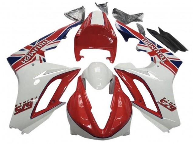 Carenados Moto Triumph Daytona 675 Triple 2009-2012 - Blanco Rojo Asequibles