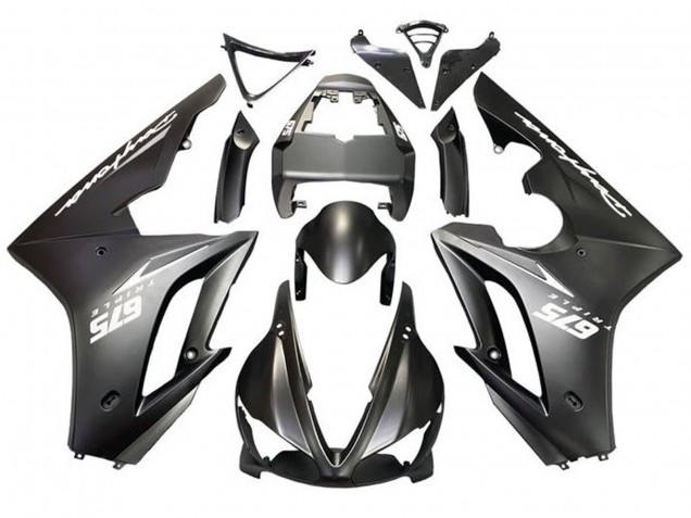 Carenados Moto Triumph Daytona 675 Triple 2009-2012 - Negro Mate Blanco Calcomanías Asequibles