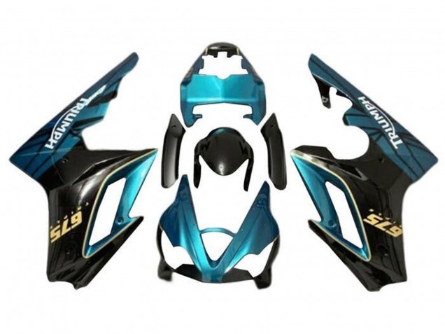 Carenado Moto Triumph Daytona 675 Triple 2009-2012 - Azul Verdoso Negro Brillante Asequibles