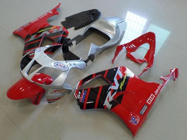 Carenados Moto Honda VTR1000 2000-2006 - Plata Rojo Negro Brillante Raya Asequibles