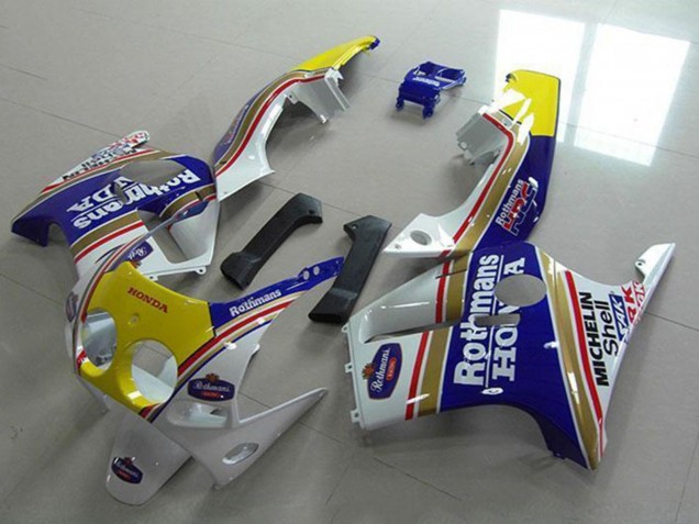 Carenados Moto Honda CBR250RR MC19 1988-1989 - Blanco Amarillo Azul Rothmans Asequibles