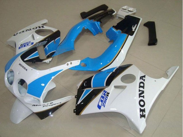 Carenado Moto Honda CBR250RR MC19 1988-1989 - Blanco Azul Claro Negro Brillante Asequibles