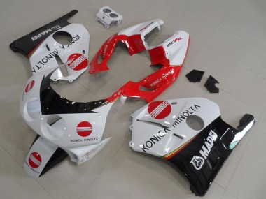Carenados Moto Honda CBR250RR MC22 1990-1998 - Blanco Rojo Negro Brillante Konica Minolta Asequibles