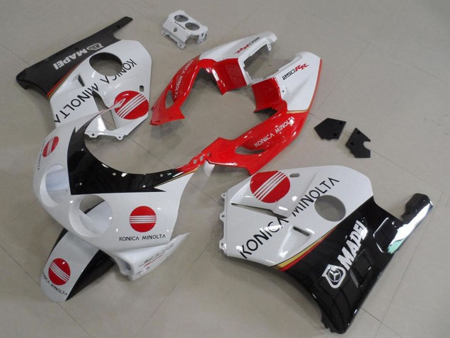 Carenados Moto Honda CBR250RR MC22 1990-1998 - Blanco Rojo Negro Brillante Konica Minolta Asequibles