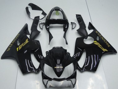 Carenados Moto Honda CBR600 F4i 2001-2003 - Negro Brillante Oro Calcomanías Asequibles