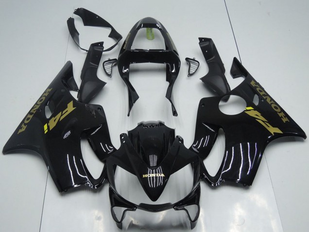 Carenados Moto Honda CBR600 F4i 2001-2003 - Negro Brillante Oro Calcomanías Asequibles