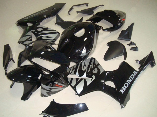 Carenados Moto Honda CBR600RR 2005-2006 - Negro Brillante Plata Llama Asequibles