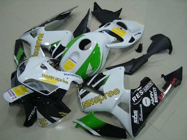 Carenados Moto Honda CBR600RR 2005-2006 - Blanco Verde Amarillo Negro Brillante Hannspree Asequibles