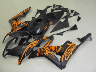 Carenados Moto Honda CBR600RR 2007-2008 - Negro Mate Naranja Cráneo Asequibles