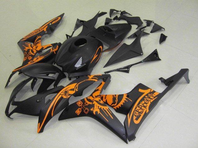 Carenados Moto Honda CBR600RR 2007-2008 - Negro Mate Naranja Cráneo Asequibles