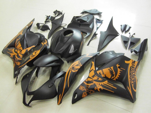Carenados Moto Honda CBR600RR 2009-2012 - Negro Mate Naranja Cráneo Asequibles