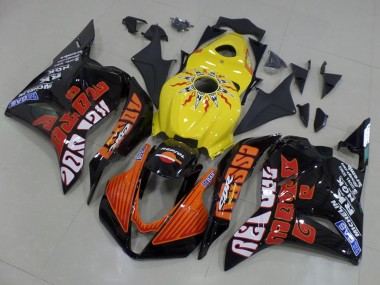 Carenados Moto Honda CBR600RR 2009-2012 - Amarillo Naranja Negro Brillante Rossi Carrera Asequibles