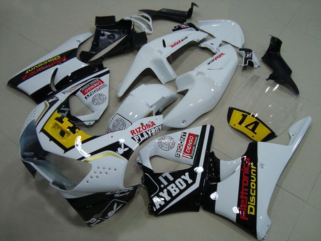 Carenados Moto Honda CBR900RR 919 1998-1999 - Blanco Amarillo Negro Brillante Playboy 14 Asequibles