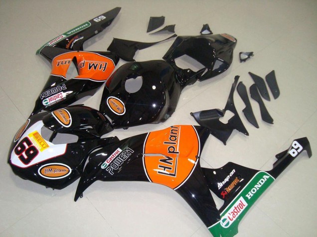 Carenados Moto Honda CBR1000RR 2006-2007 - Negro Brillante Naranja Verde Hm Plant Carrera 69 Asequibles