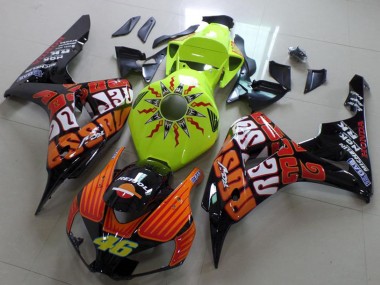 Carenado Moto Honda CBR1000RR 2006-2007 - Verde Naranja Negro Brillante Rossi 46 Asequibles