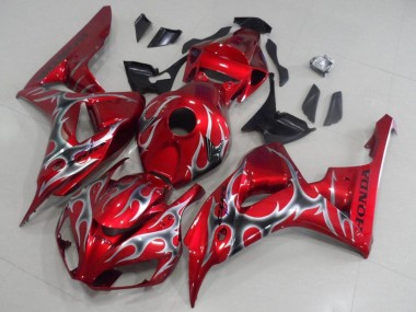 Carenados Moto Honda CBR1000RR 2006-2007 - Rojo Negro Plata Llama Asequibles