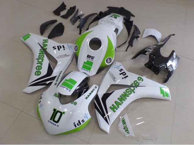 Carenados Moto Honda CBR1000RR 2008-2011 - Blanco Verde Negro Brillante Hannspree 10 Asequibles