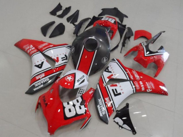 Carenados Moto Honda CBR1000RR 2008-2011 - Blanco Rojo Negro Mate Dunlop Fiamm 88 Asequibles